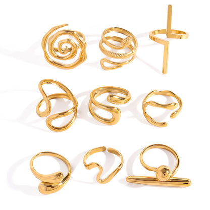 Ding Ornament Gold Stainless Steel Open Rings