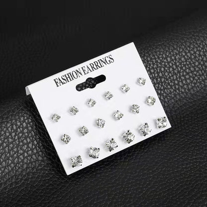 Imitation Zirconium Combination Pairs Simple Suit Earrings