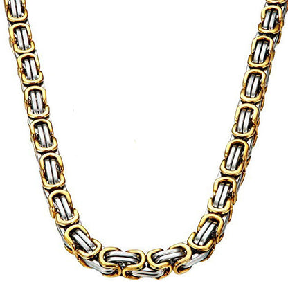 Men's Fashion Domineering Stainless Steel Handmade Square Buckle Emperor Necklaces