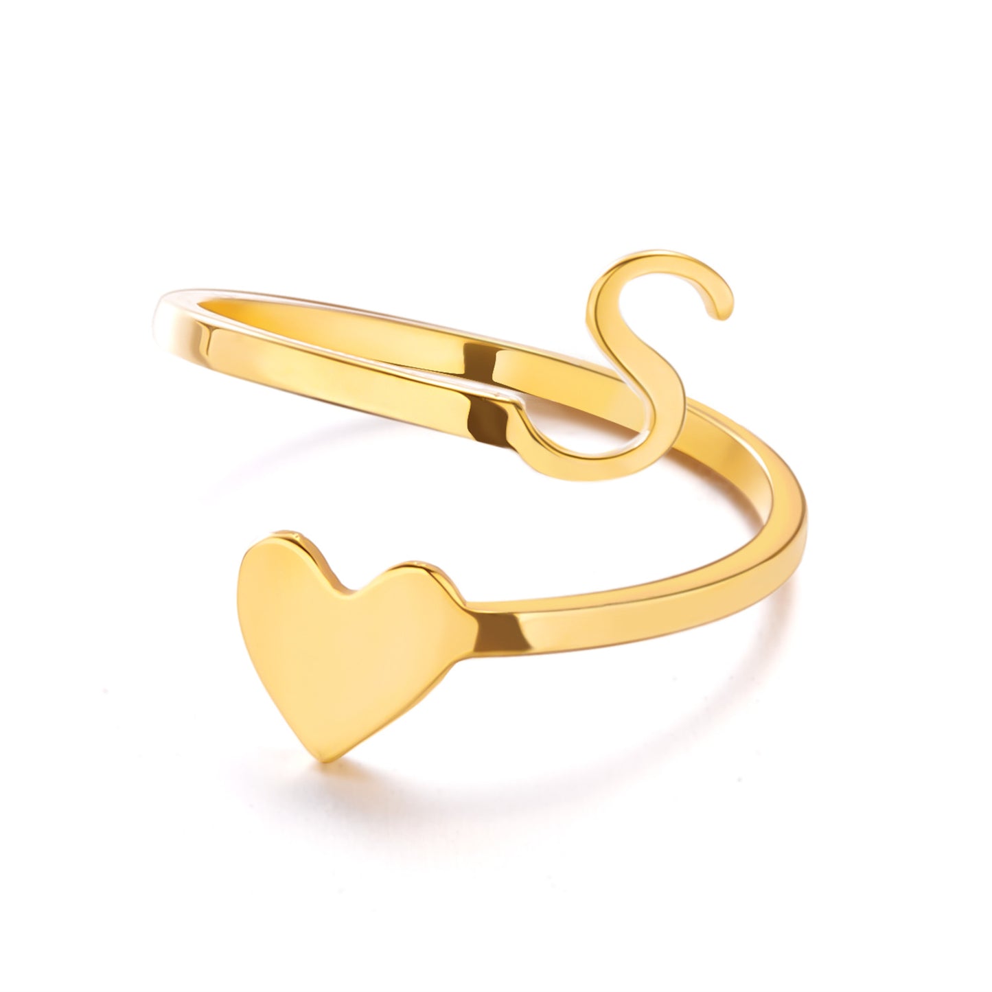 Popular Stylish Simple Letter Stainless Steel Open Three-dimensional Love Rings