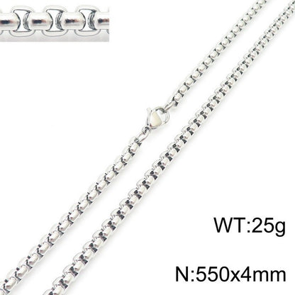 Women's & Men's Stainless Steel Square Pearl Chain Titanium Card Necklaces