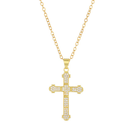 Micro Inlaid Zircon Cross Creative Personality Virgin Female Necklaces