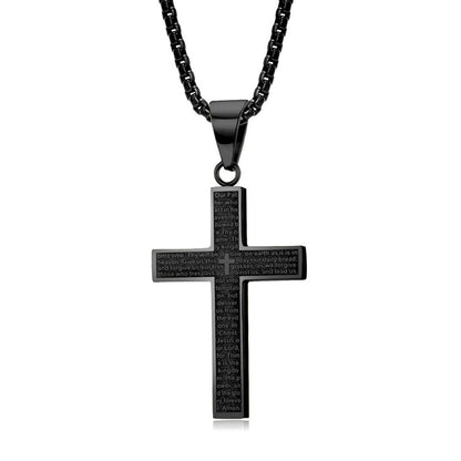 Men's Cross Fashion Trend Lettering Jewelry Stainless Necklaces