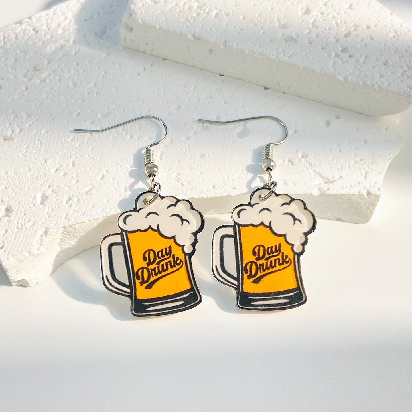 Simulation Beer Female Creative Design Acrylic Earrings