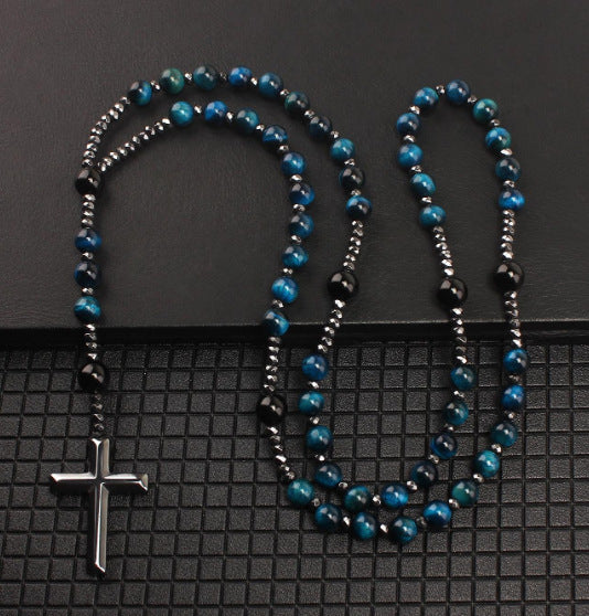 Men's Summer Black Natural Round Beads Long Chain Necklaces