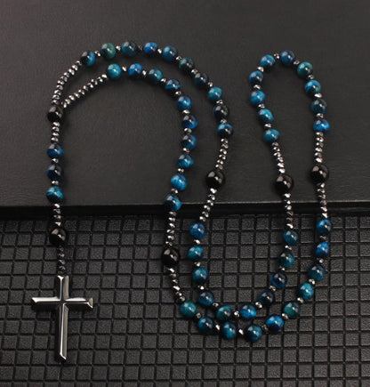 Men's Summer Black Natural Round Beads Long Chain Necklaces