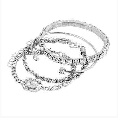 Vintage Personalized Twist Exaggerated Punk Diamond Open-ended Bracelets