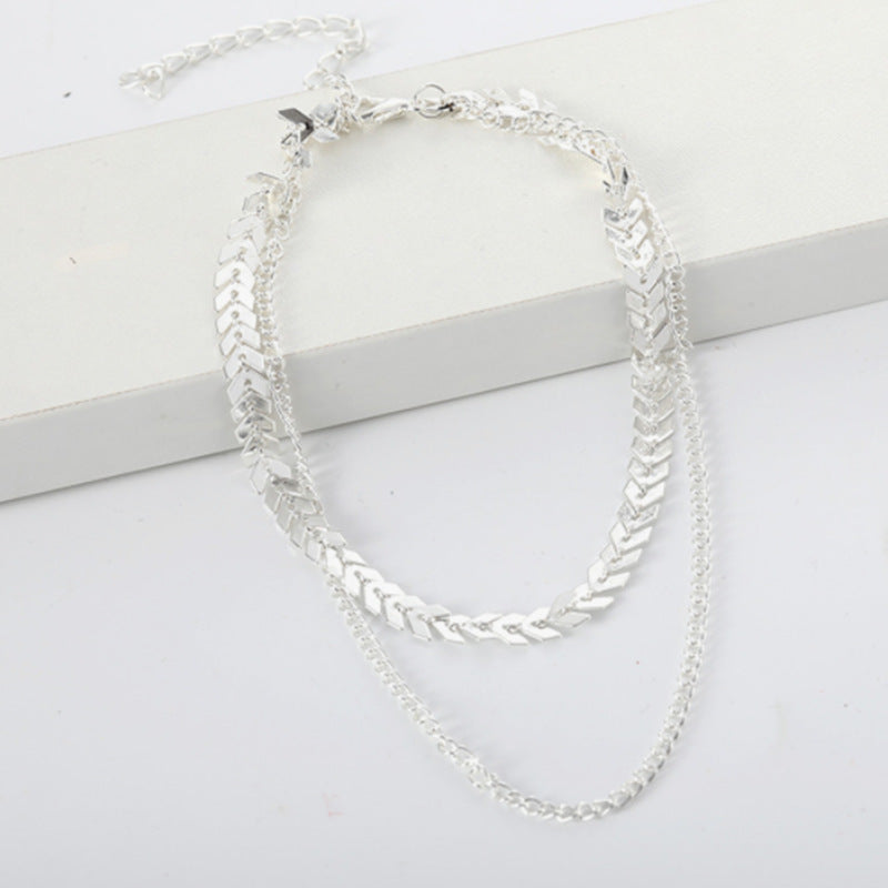 Lady Temperament Fashion Alloy Sequins Short Necklaces