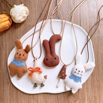 Children's Korean Style Fabric Mushroom Cartoon Small Necklaces