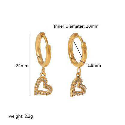 Stainless Steel Inlaid Zircon Love Eight Awn Earrings