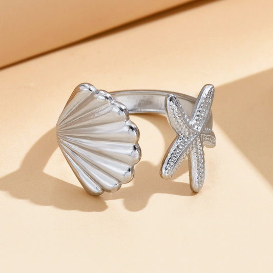 Stainless Steel Ornament Fresh Vacation Style Rings
