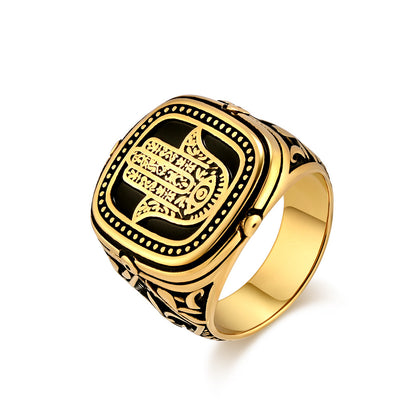 Men's Western Asia North Africa Retro Fatima Hand Stainless Steel Rings