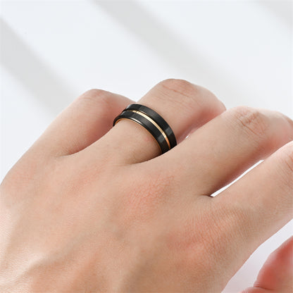 Men's Fashion Room Two-tone Black Gold Source Rings