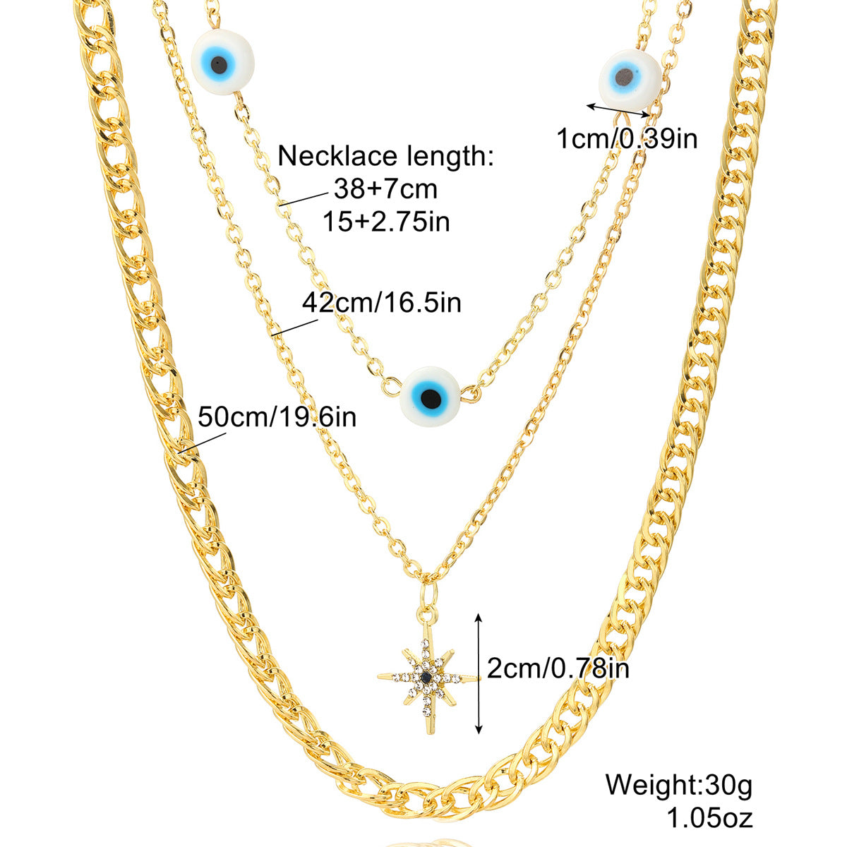 Jewelry Suit Five-pointed Star Twin Zircon Necklaces