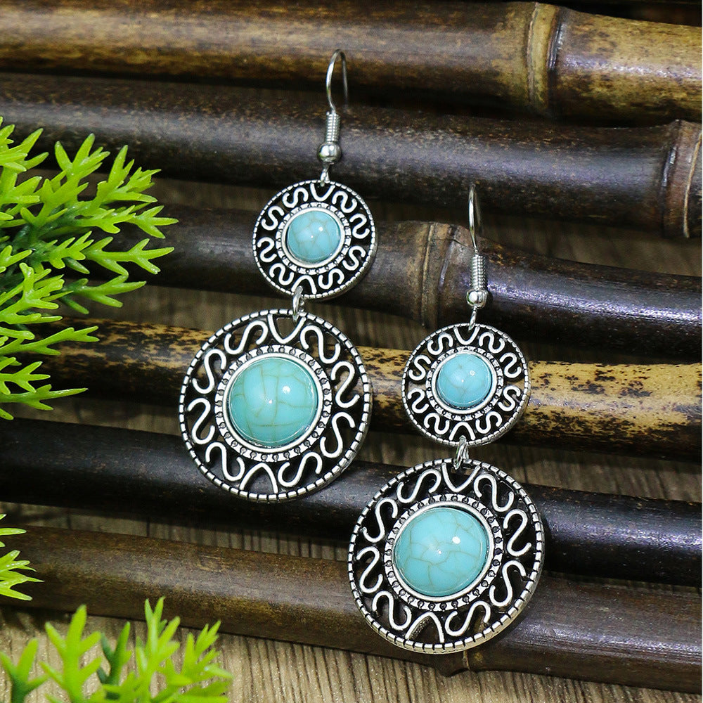 Turquoise Bohemian Tassel Geometric Alloy Vintage Earrings