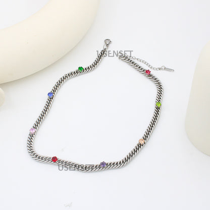 Women's Exaggerated Metal Color Zirconium Special Interest Light Necklaces