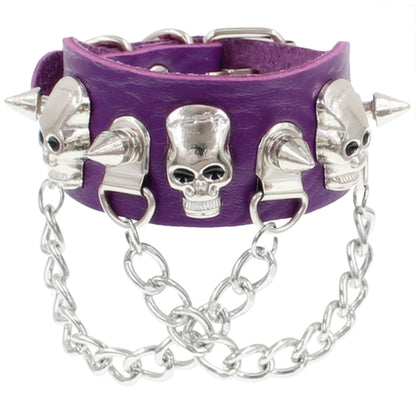 Punk Skull Rivet Tassel Chain Leather Bracelets