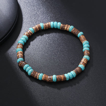 Women's & Men's Beaded Skull Retro Style Turquoise Wooden Bead Bracelets