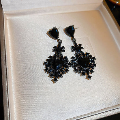 Needle Black Crystal Geometric Ear Minority Fashion Temperament Entry Earrings