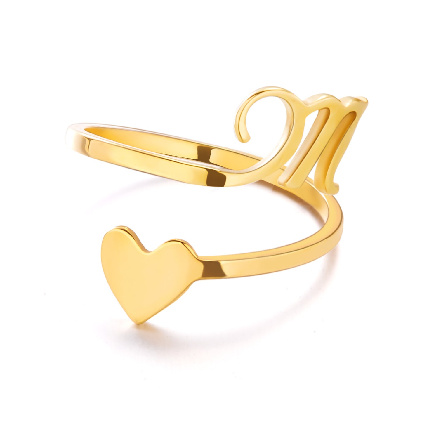 Popular Stylish Simple Letter Stainless Steel Open Three-dimensional Love Rings