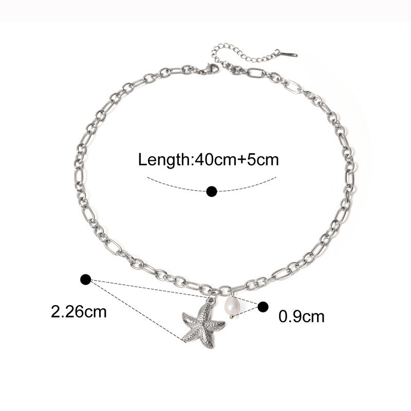 Summer Ocean Gold Stainless Steel Starfish Necklaces