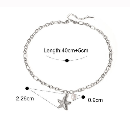 Summer Ocean Gold Stainless Steel Starfish Necklaces