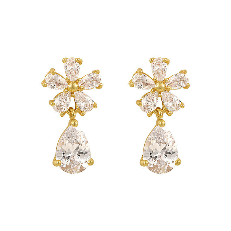 Flower Female Temperament Special Interest Light Luxury Earrings