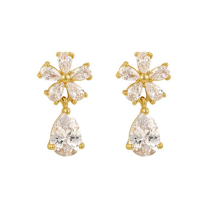 Flower Female Temperament Special Interest Light Luxury Earrings