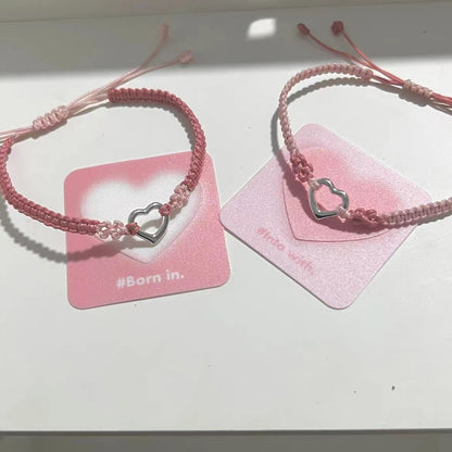 Peach Blossom Woven Hand Strap Simple Design Sweet Couple Bracelets