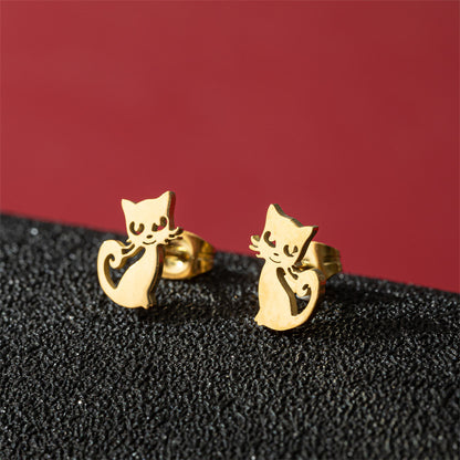 Fashion Small Ear Female Cute Stainless Steel Animal Pet Earrings