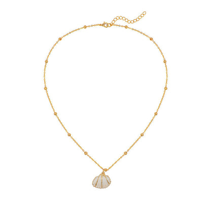 Women's & Men's Style Natural Shell Gold-plated Edge Alloy Necklaces