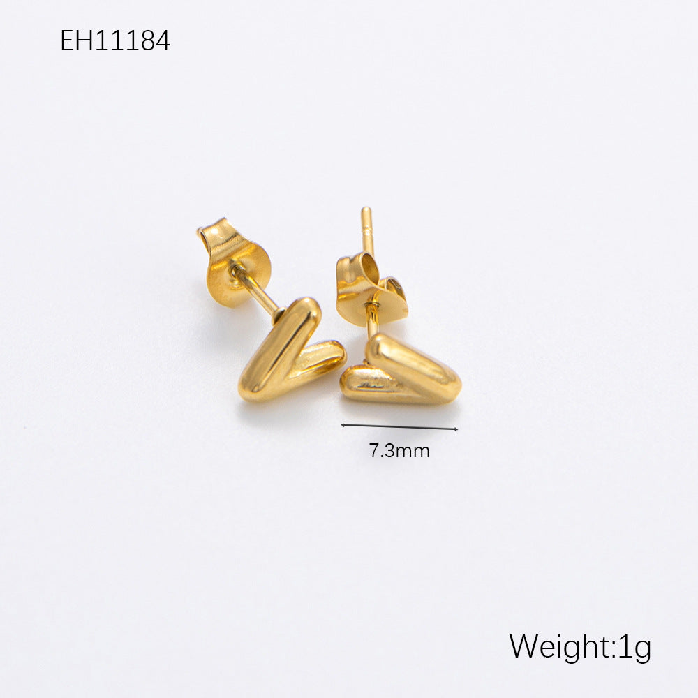 Women's Alphabet Letter Stainless Steel Gold-plated High-grade Affordable Luxury Earrings