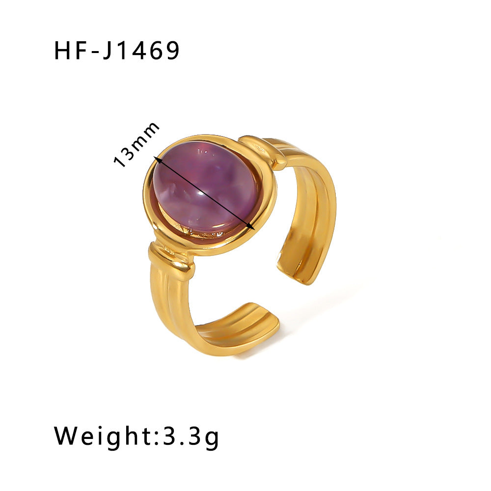 Stone Color Natural Stainless Steel Gold Rings