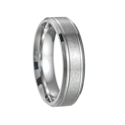 Men's Stainless Steel Wide Matte Double Beveled Rings