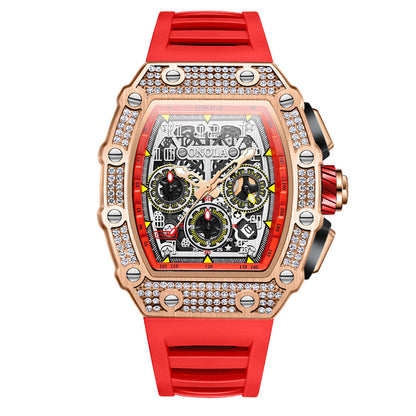 Men's Diamond Stylish Versatile Watch Tape Fast Mechanical Watches