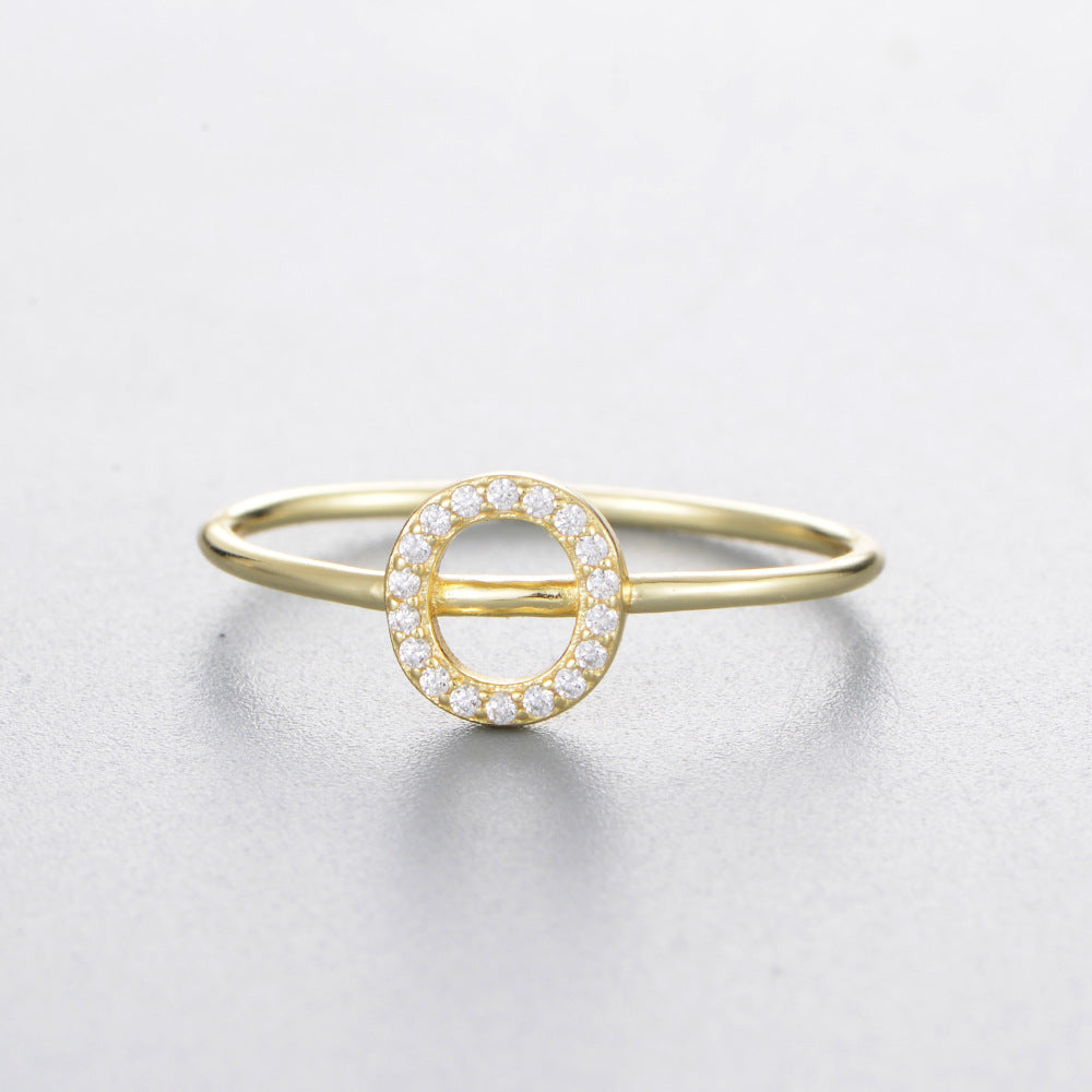 Women's Sier Zircon With English Letters Simple Rings