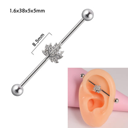 Steel Straight Bar Barbell Simulated Snakes Flower Wings Piercing Rings