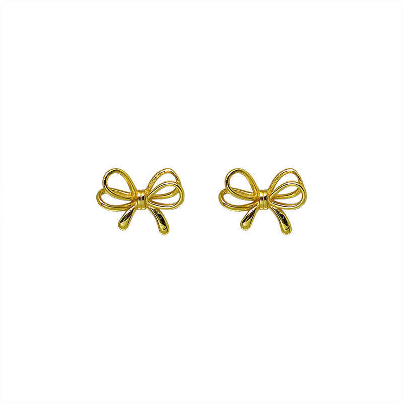 Sier Needle Fashion Bowknot Petite High Sense Earrings