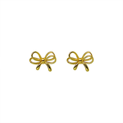 Sier Needle Fashion Bowknot Petite High Sense Earrings