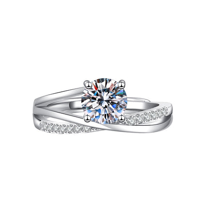 Elegant Imitation Moissanite Open Adjustable Live Broadcast Rings