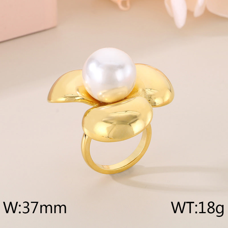 Fashion Design Geometric Gold Plated Titanium Rings