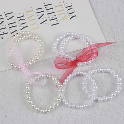 Children's Imitation Pearl Plastic Stringed Pearls Acrylic Handmade Bracelets