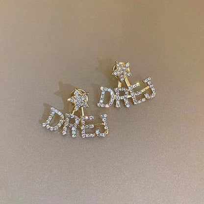 Five-pointed Star Alphabet Letter Sier Needle Earrings