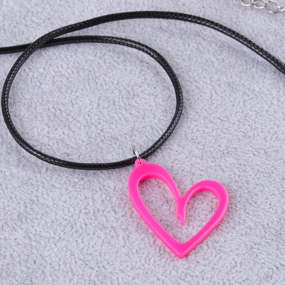 Women's Hollow Heart Acrylic Fresh Valentine's Day Necklaces