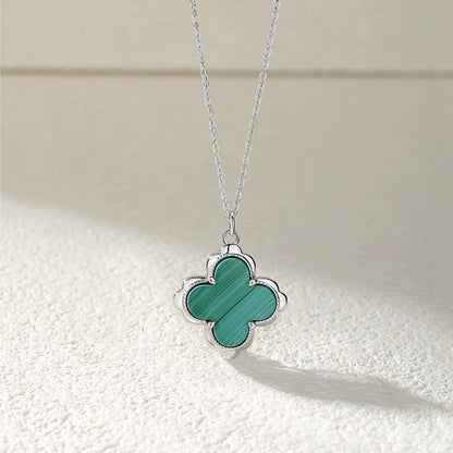 Clover Sterling Sier Lucky Peacock Emerald Necklaces