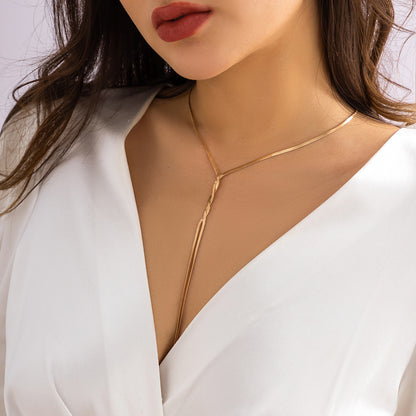 Women's Ornament Simple Metal Chain Long Clavicle Necklaces