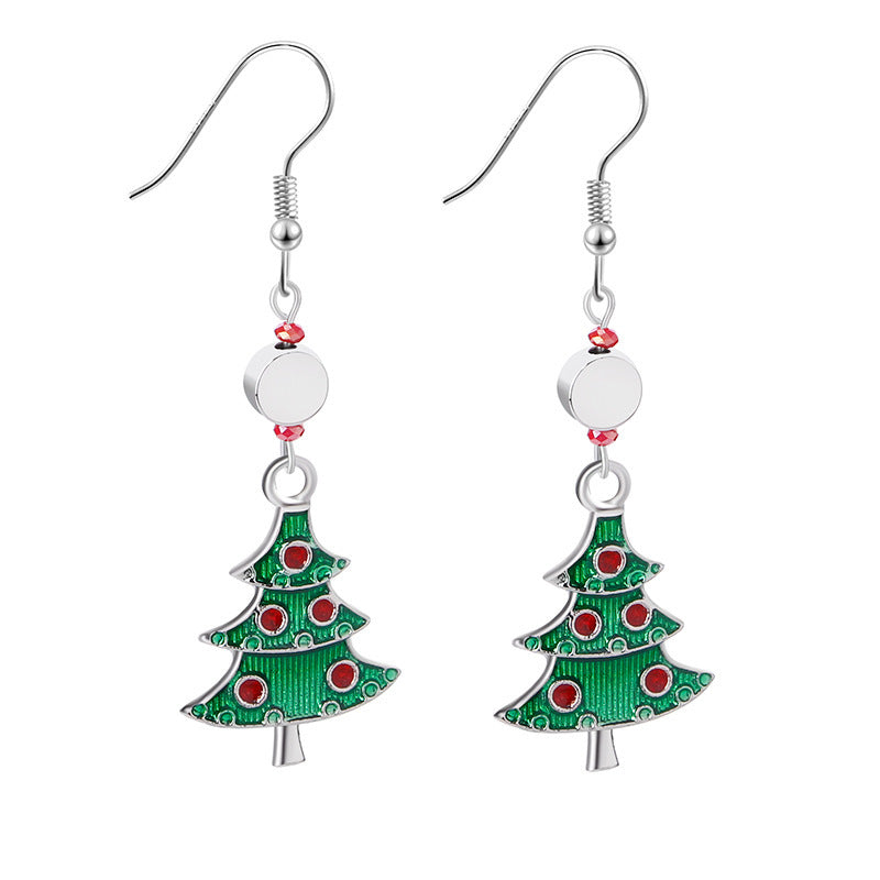 Enamel Simple Fresh Reindeer Crutch Socks Earrings