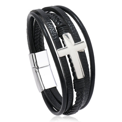 Men's Fashion Retro Alloy Cross Accessories Magnetic Buckle Bracelets