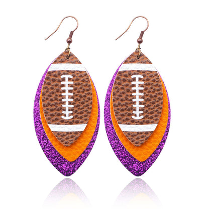 Sports Style Rugby Brown Leopard Print Earrings