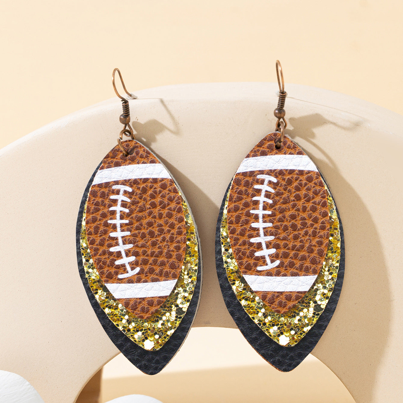 Sports Style Rugby Brown Leopard Print Earrings